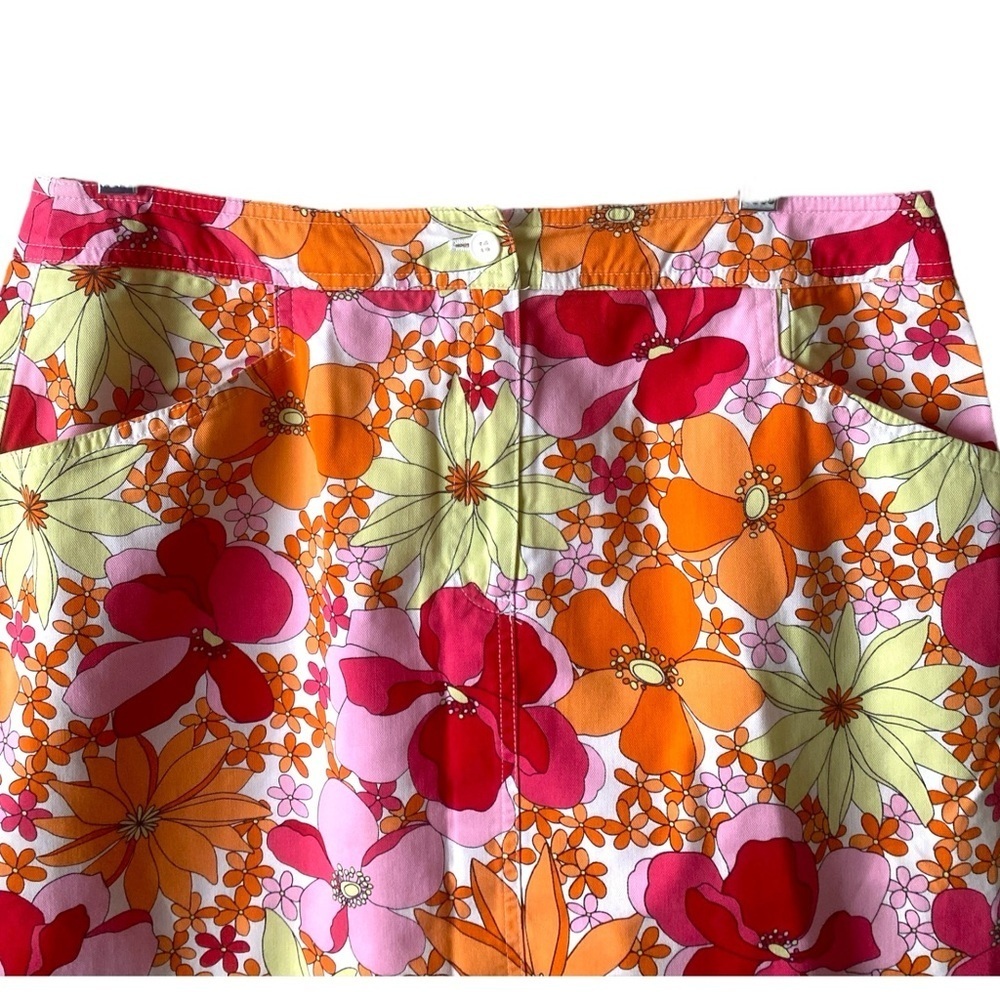 Talbots Women Straight Pencil Skirt Multi Colored Floral Print Cotton Blend 12 - Picture 3 of 8